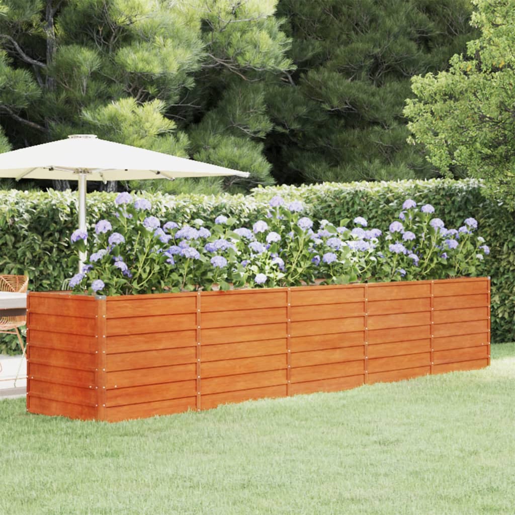 vidaXL Canteiro de jardim 400x80x77 cm aço corten cor enferrujado