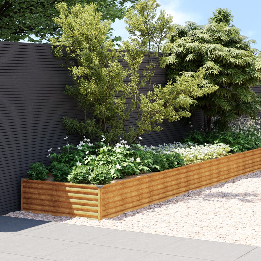 vidaXL Canteiro elevado de jardim 770x100x36 cm aço corten