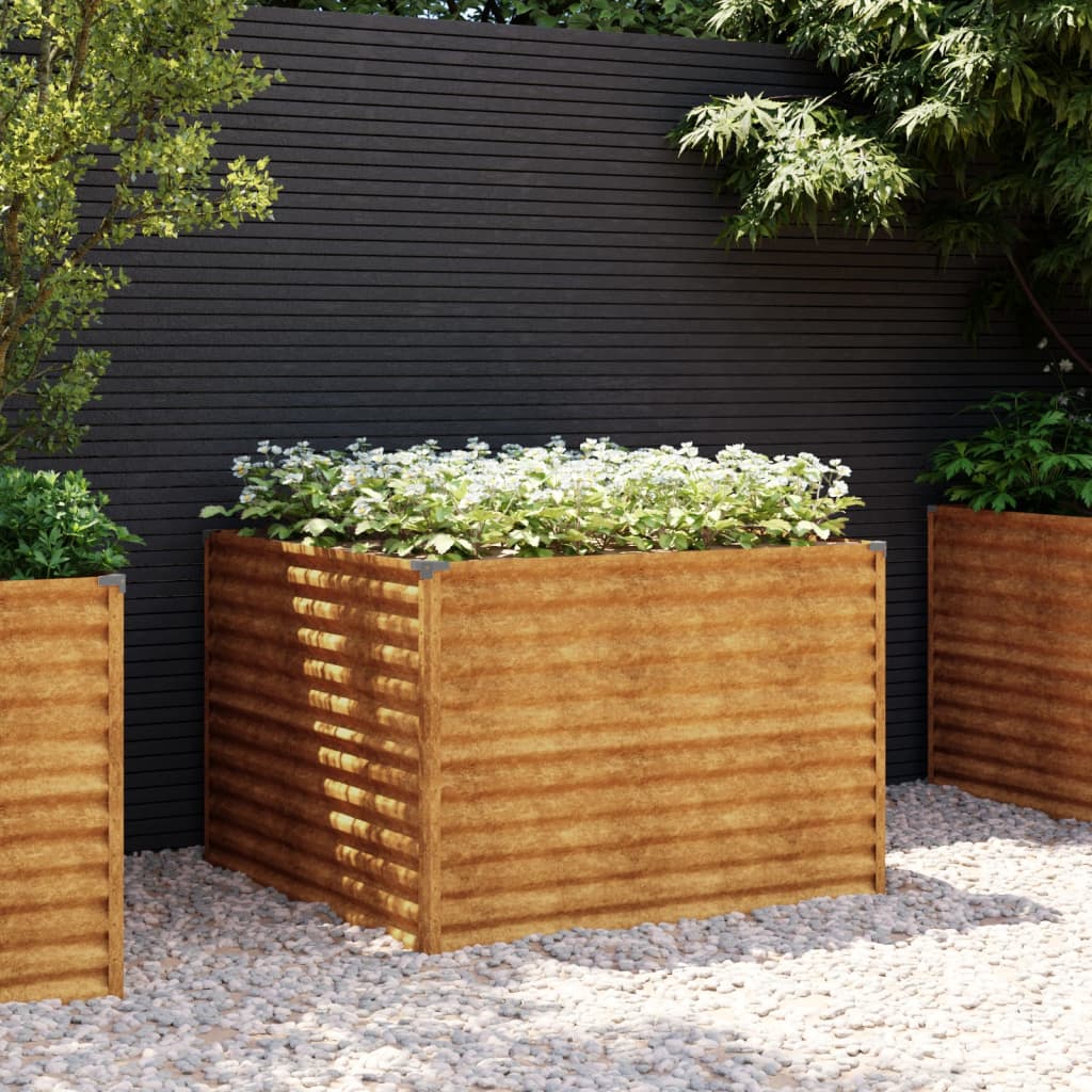 vidaXL Canteiro elevado de jardim 100x100x69 cm aço corten