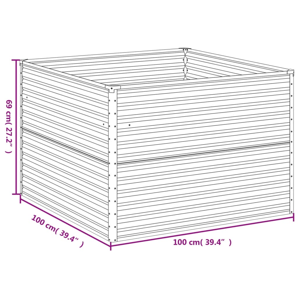 vidaXL Canteiro elevado de jardim 100x100x69 cm aço corten