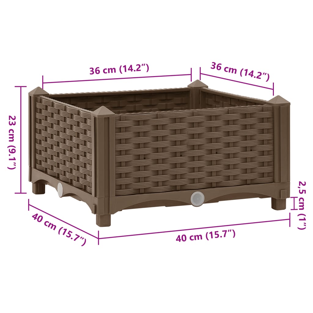 vidaXL Canteiro elevado 40x40x23 cm polipropileno