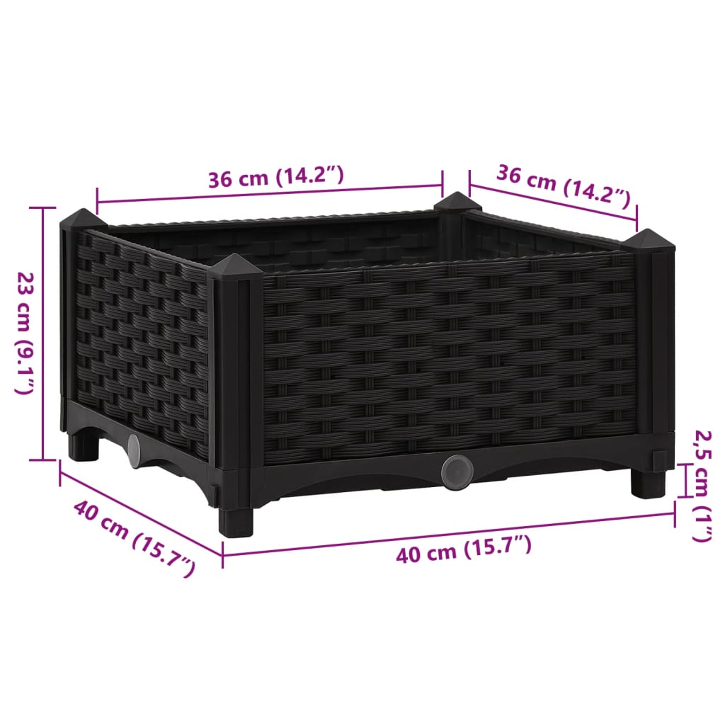 vidaXL Canteiro elevado 40x40x23 cm polipropileno