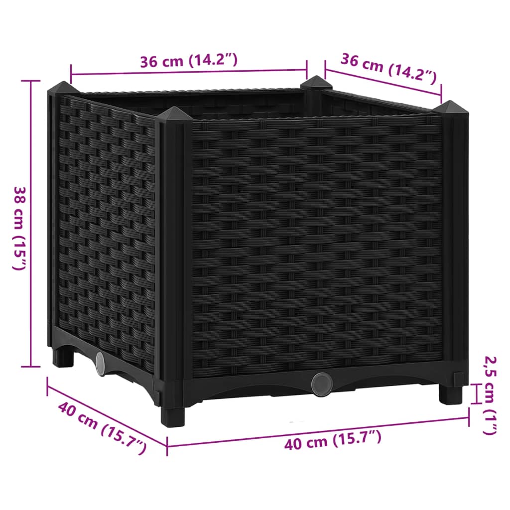 vidaXL Canteiro elevado 40x40x38 cm polipropileno