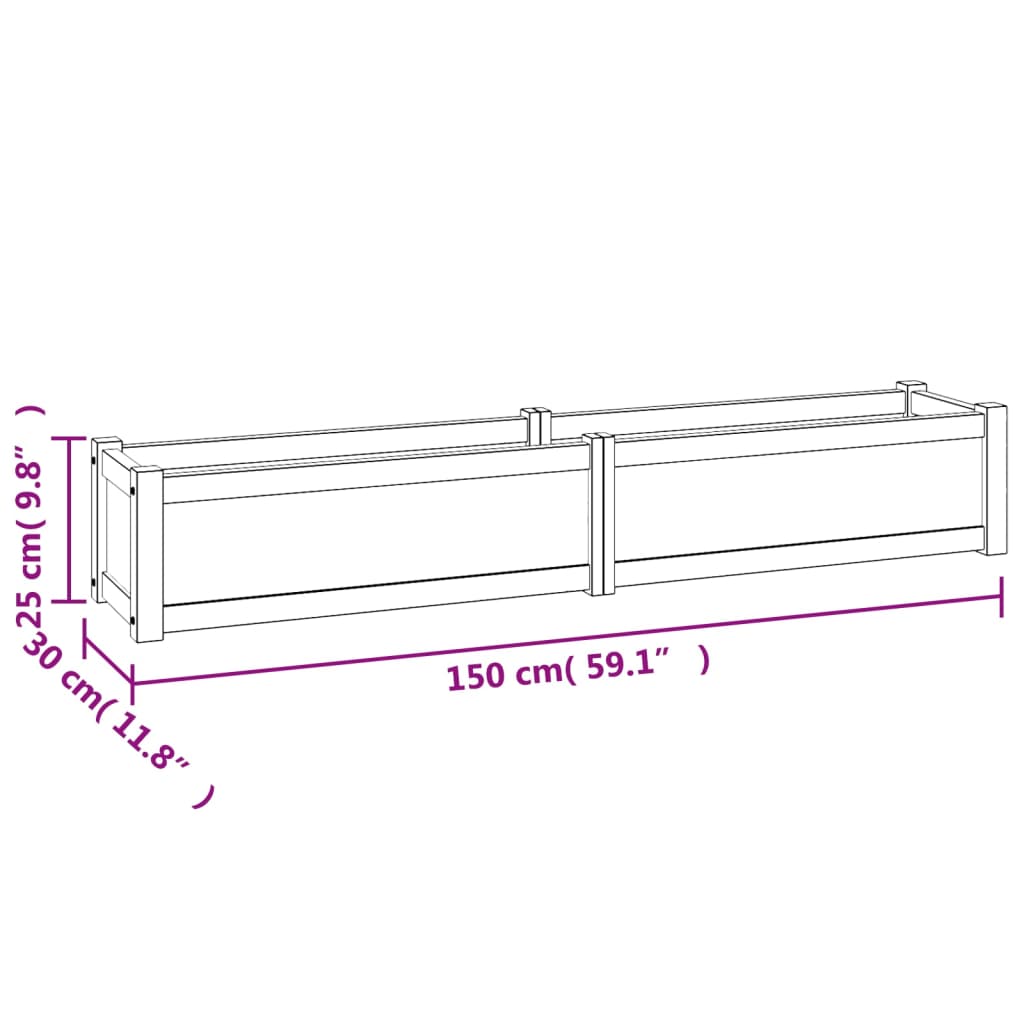 vidaXL Canteiro elevado 150x30x25 cm madeira de teca maciça