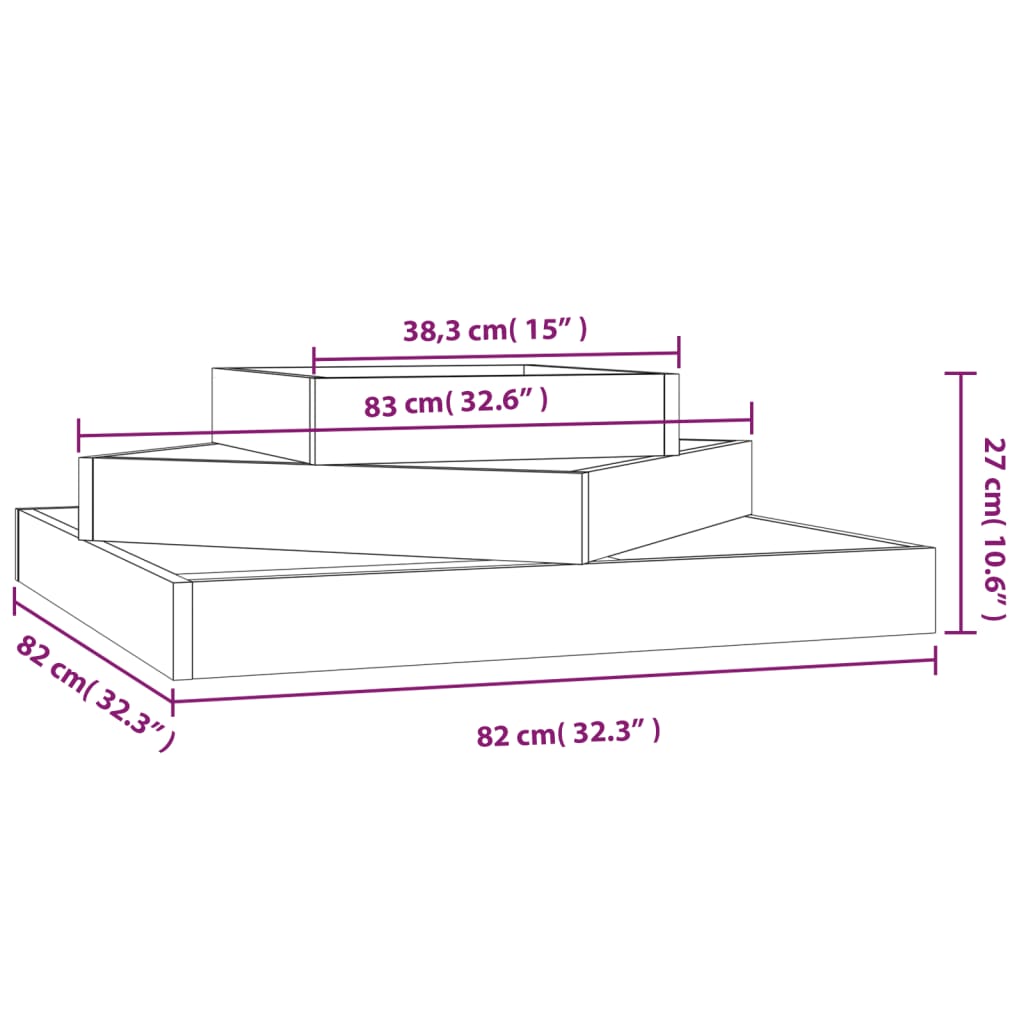 vidaXL Vaso/floreira 83x83x27 cm pinho maciço