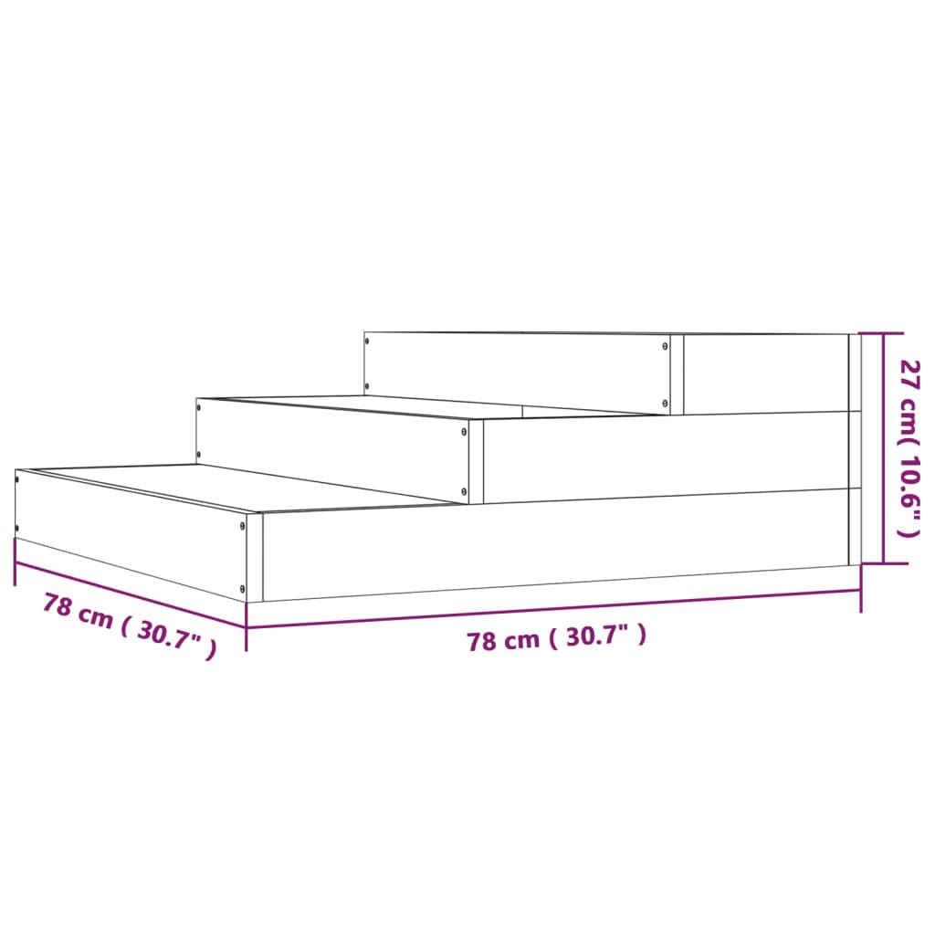 vidaXL Vaso/floreira 78x78x27 cm pinho maciço cinzento