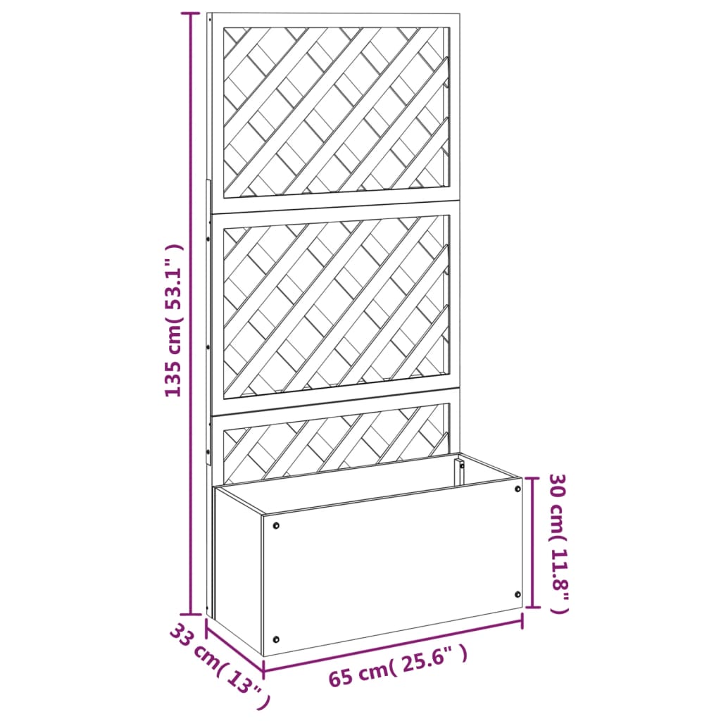 vidaXL Vaso/floreira com treliça WPC 65x33x135 cm