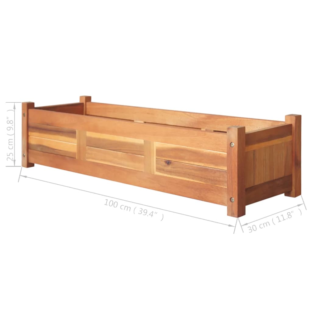 vidaXL Canteiro elevado de jardim 2 pcs 100x30x25 cm madeira de acácia