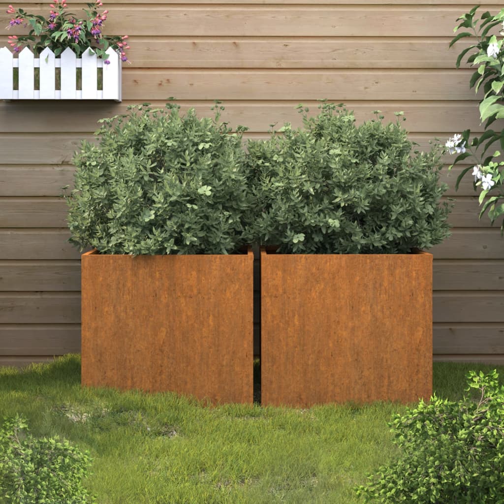 vidaXL Vasos/floreiras 2 pcs 49x47x46 cm aço corten