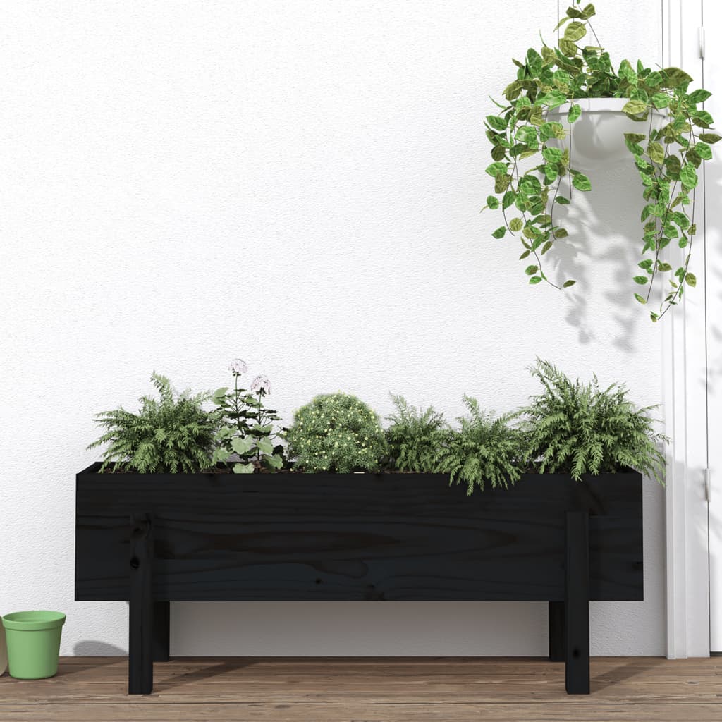 vidaXL Canteiro elevado de jardim 101x30x38 cm pinho maciço preto