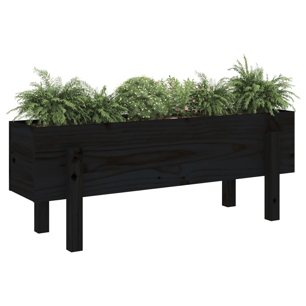 vidaXL Canteiro elevado de jardim 101x30x38 cm pinho maciço preto