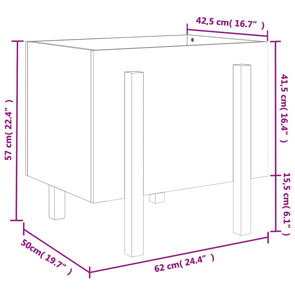 vidaXL Vaso/floreira de jardim 62x50x57 cm madeira de pinho maciça