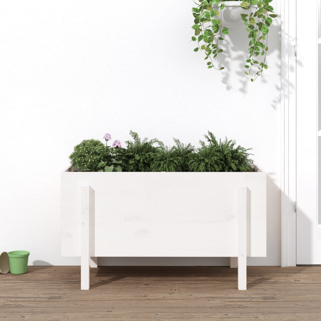 vidaXL Canteiro elevado de jardim 101x50x57 cm pinho maciço branco