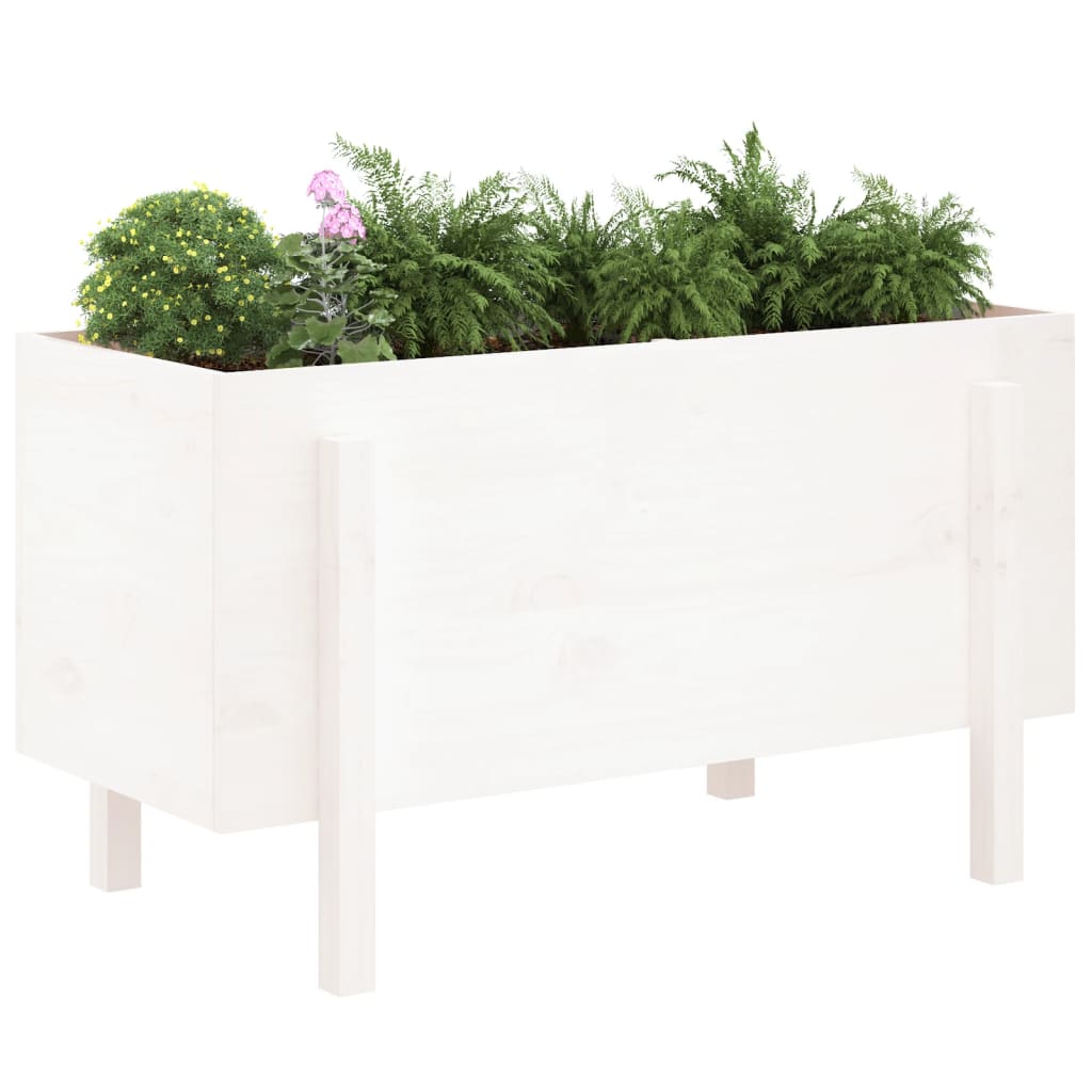 vidaXL Canteiro elevado de jardim 101x50x57 cm pinho maciço branco