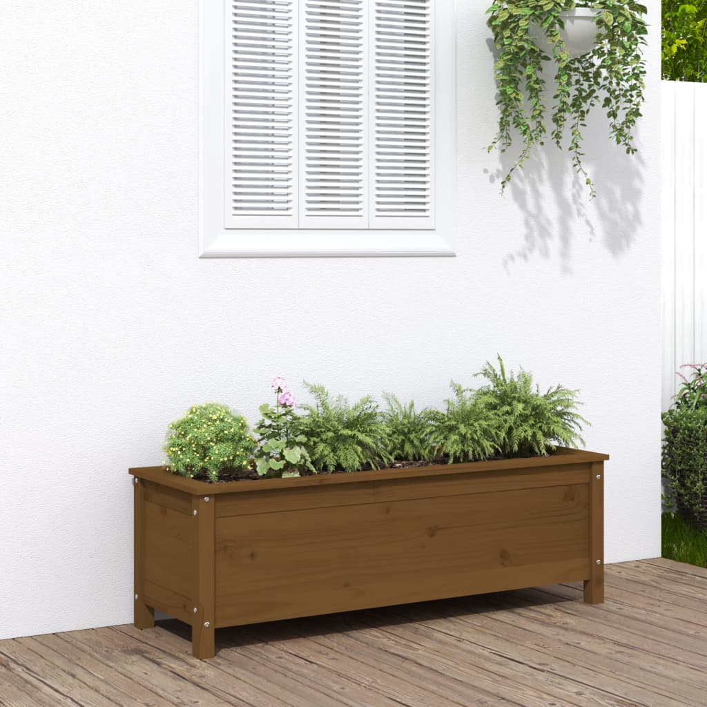 vidaXL Canteiro elevado jardim 119,5x40x39cm pinho maciço castanho-mel