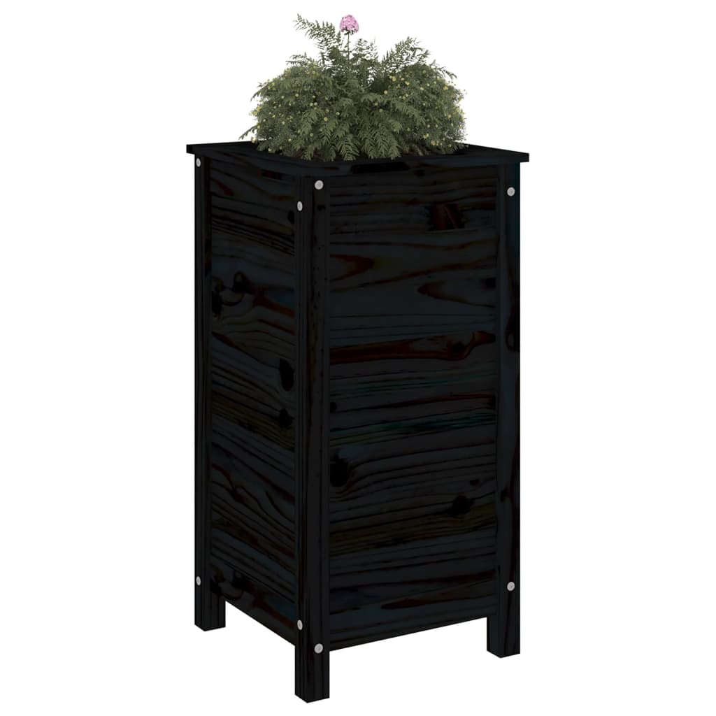 vidaXL Vaso/floreira de jardim 40x40x78 cm pinho maciço preto