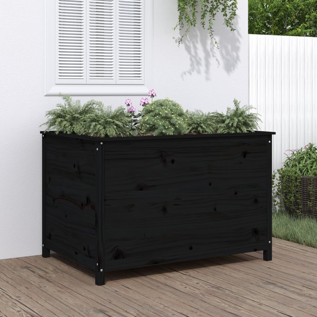 vidaXL Canteiro elevado de jardim 119,5x82,5x78 cm pinho maciço preto