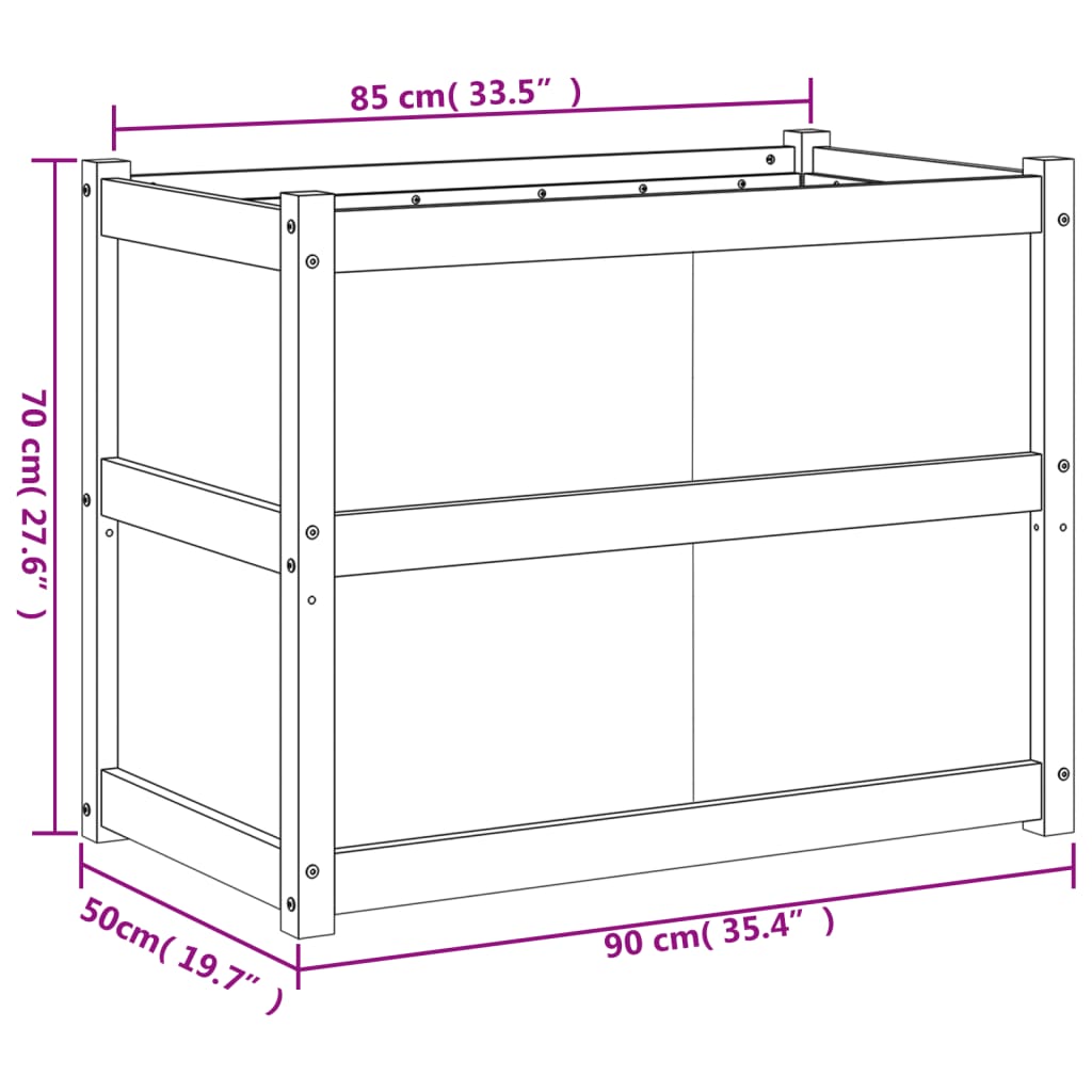 vidaXL Vaso/floreira de jardim 90x50x70 cm madeira de pinho maciça