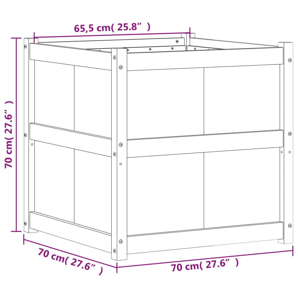 vidaXL Vaso/floreira de jardim 70x70x70 cm pinho maciço castanho cera