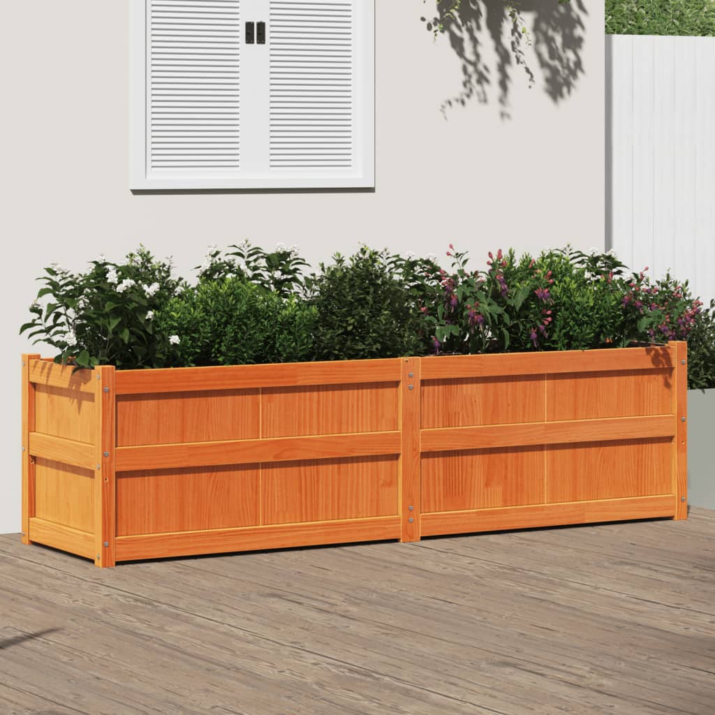 vidaXL Vaso/floreira de jardim 180x50x50 cm pinho maciço castanho cera