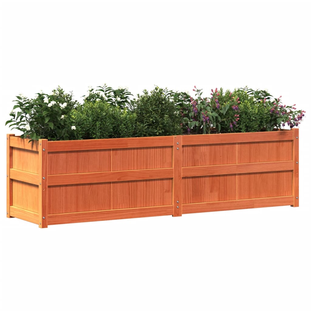 vidaXL Vaso/floreira de jardim 180x50x50 cm pinho maciço castanho cera