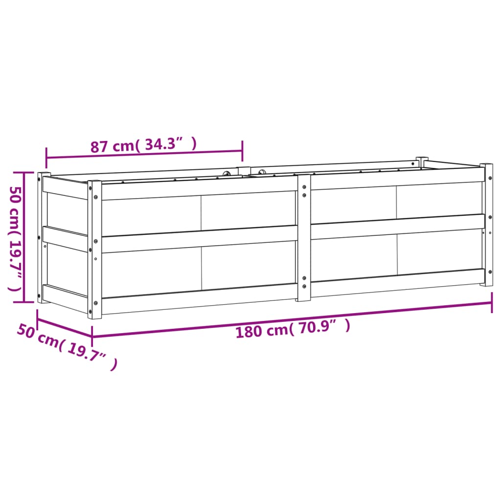 vidaXL Vaso/floreira de jardim 180x50x50 cm pinho maciço castanho cera