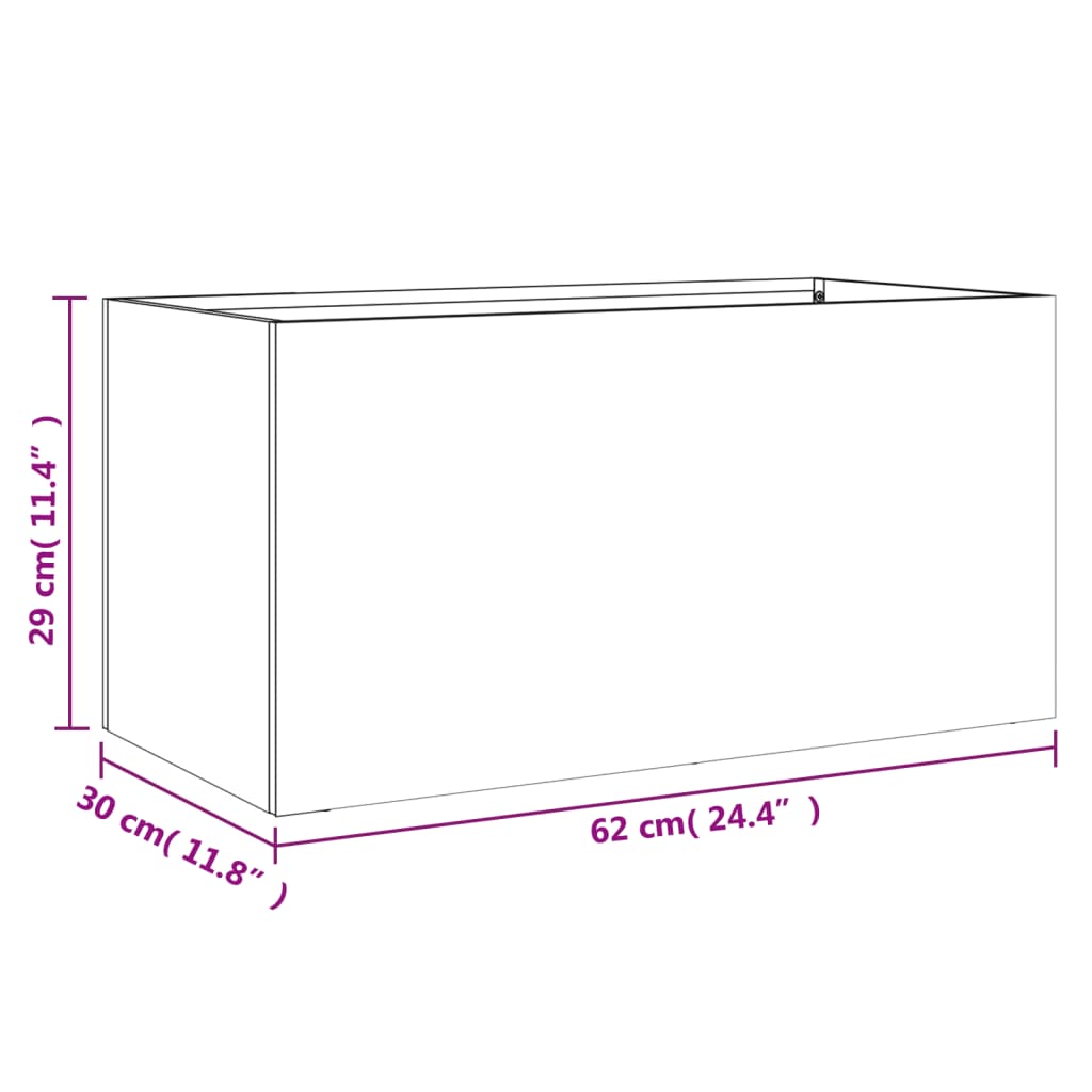 vidaXL Vaso/floreira 62x30x29 cm aço laminado a frio branco