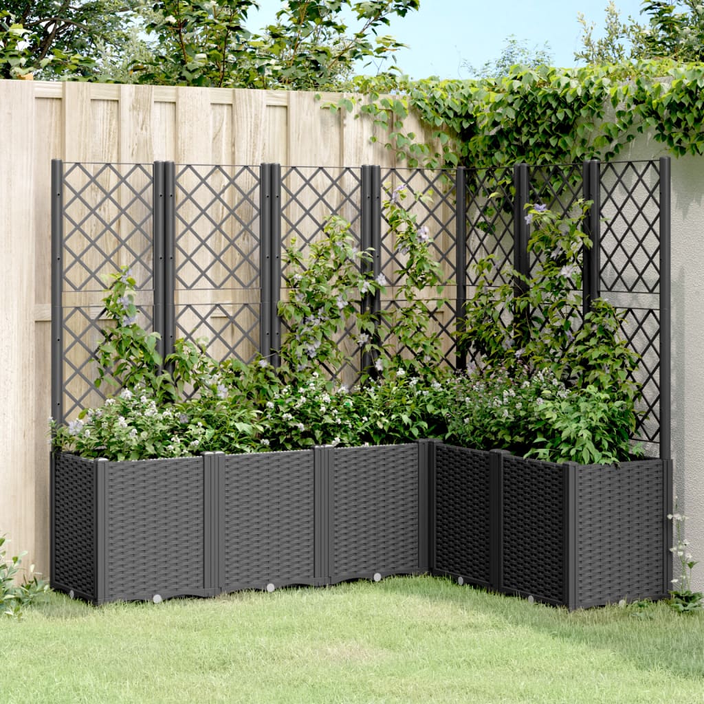 vidaXL Vaso/floreira de jardim c/ treliça 160x120x140 cm PP preto