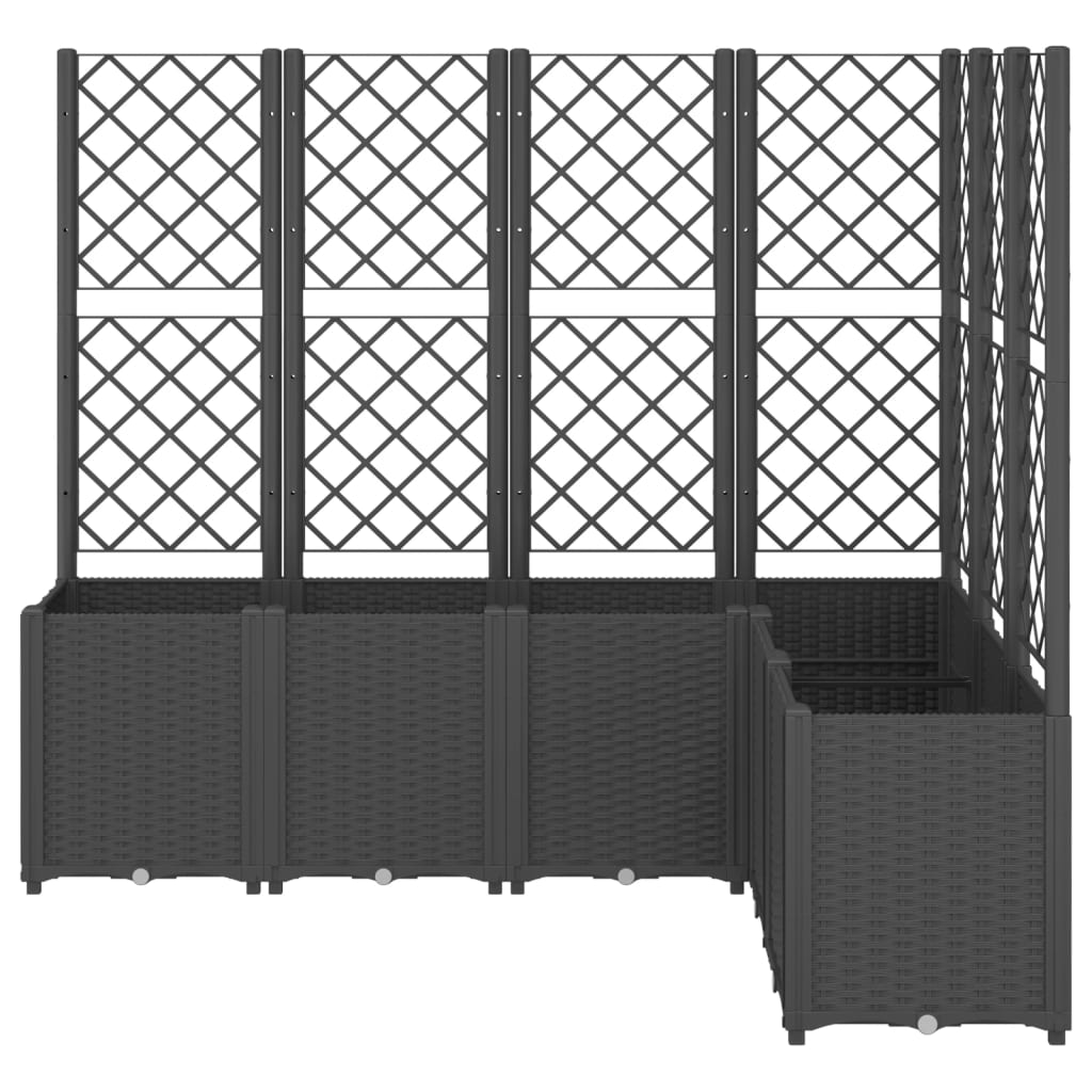 vidaXL Vaso/floreira de jardim c/ treliça 160x120x140 cm PP preto