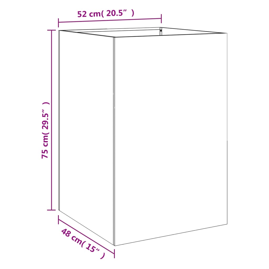 vidaXL Vaso/floreira 52x48x75 cm aço laminado a frio branco