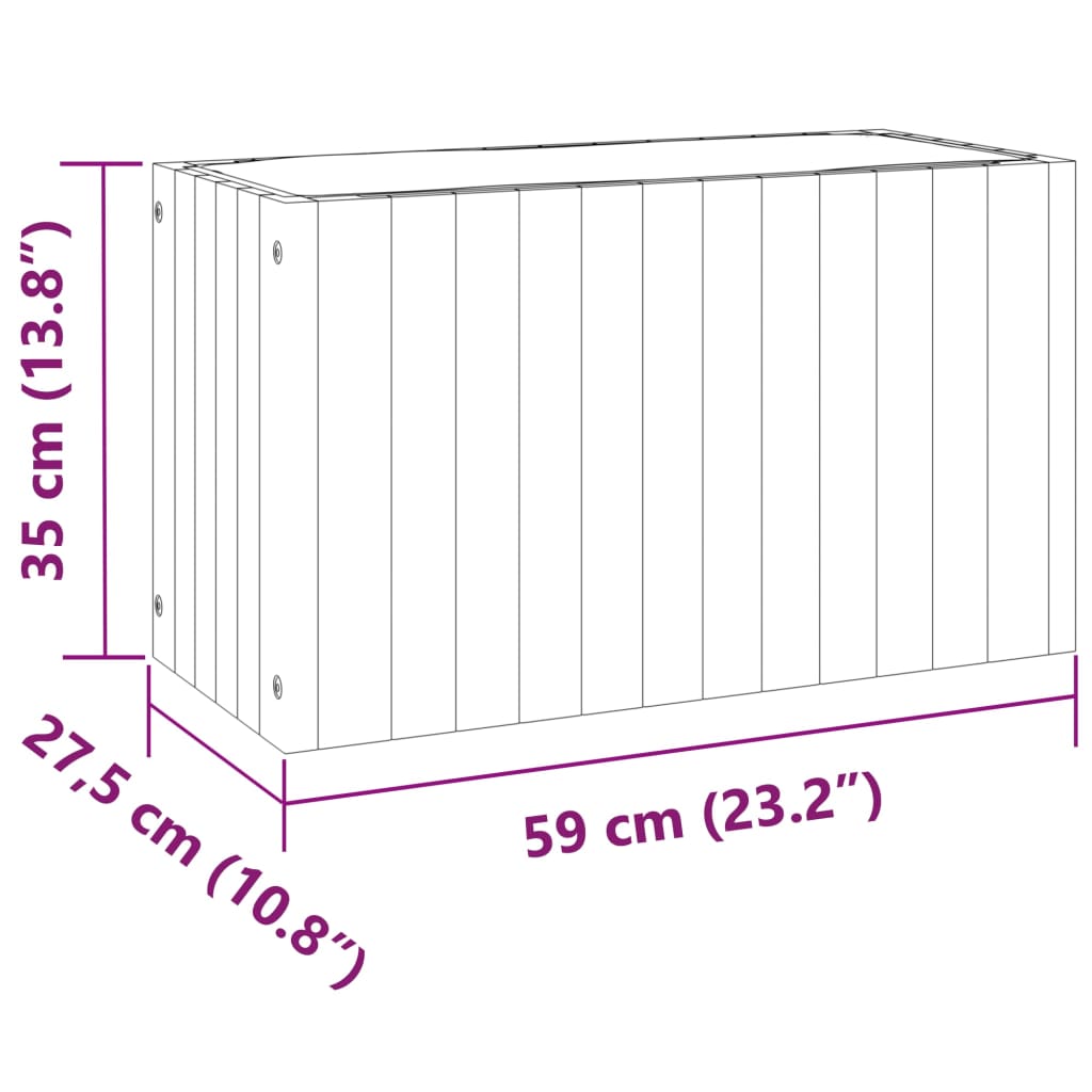 vidaXL Vaso/floreira de jardim 59x27,5x35 cm madeira de acácia maciça