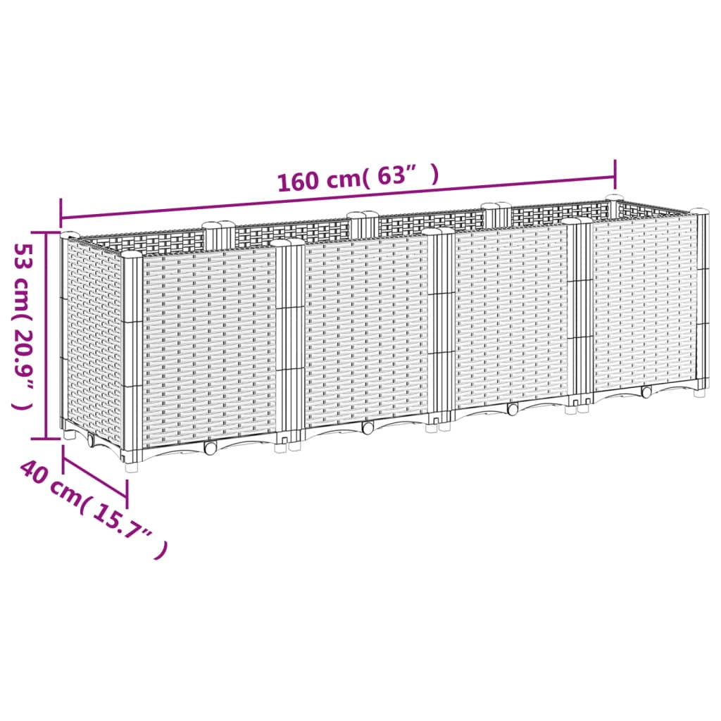 vidaXL Vaso/floreira 160x40x53 cm PP branco