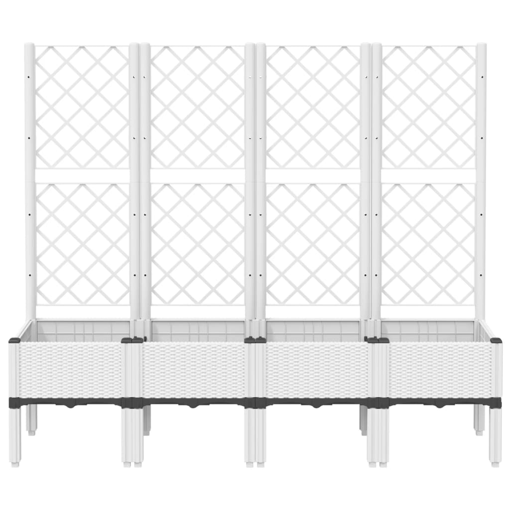 vidaXL Vaso/floreira de jardim c/ treliça 160x40x142 cm PP branco