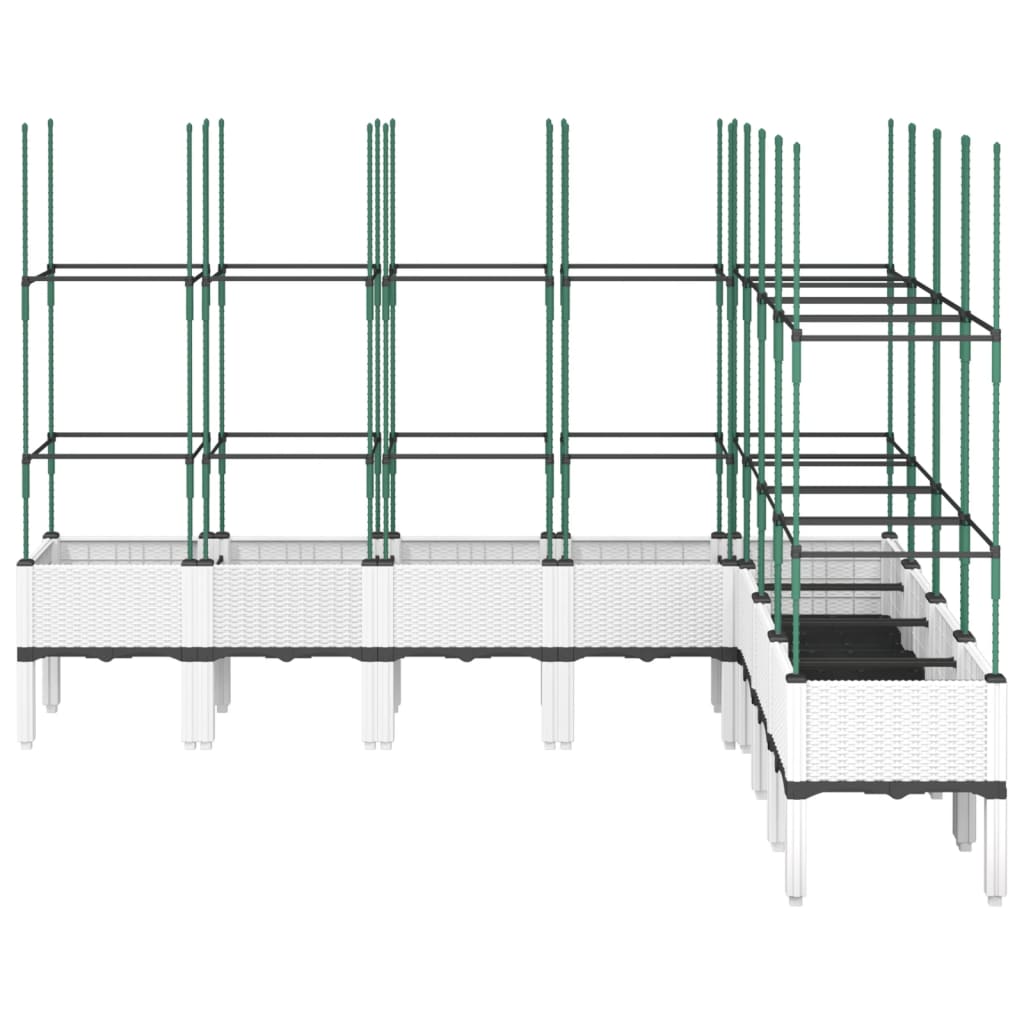 vidaXL Vaso/floreira de jardim c/ treliça 200x160x142,5 cm PP branco