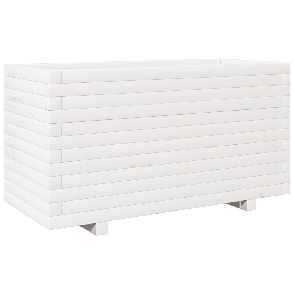 vidaXL Vaso/floreira de jardim 90x90x49,5 cm pinho maciço branco