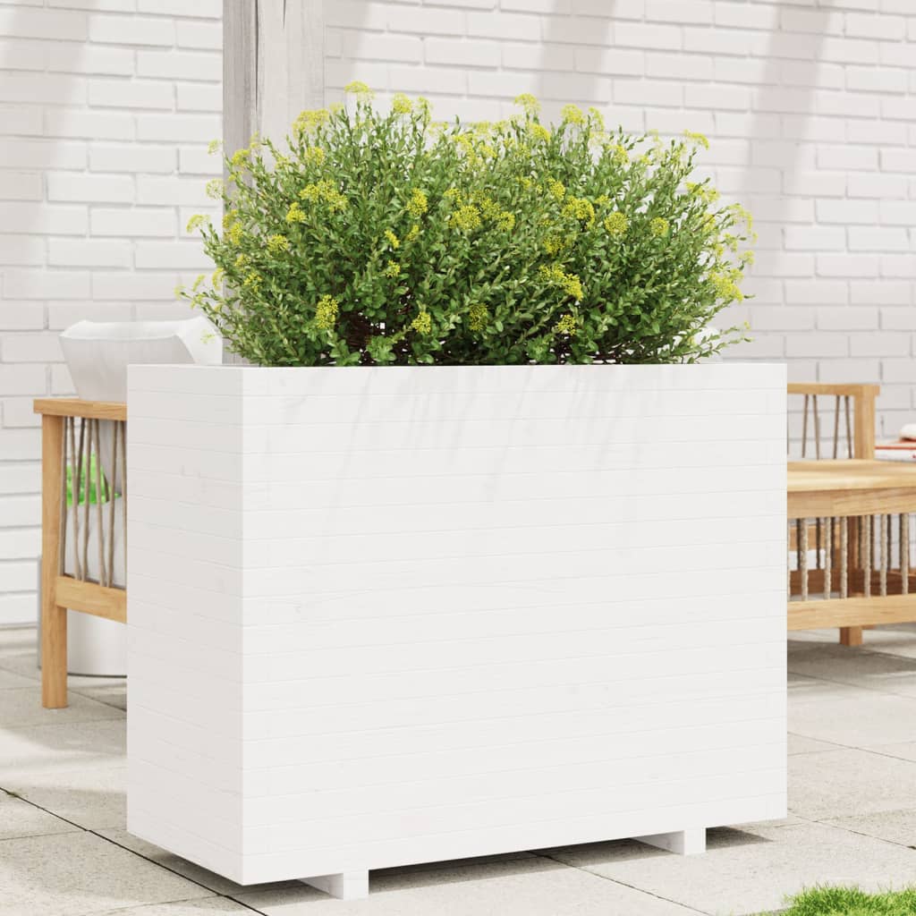 vidaXL Vaso/floreira de jardim 90x40x72,5 cm pinho maciço branco