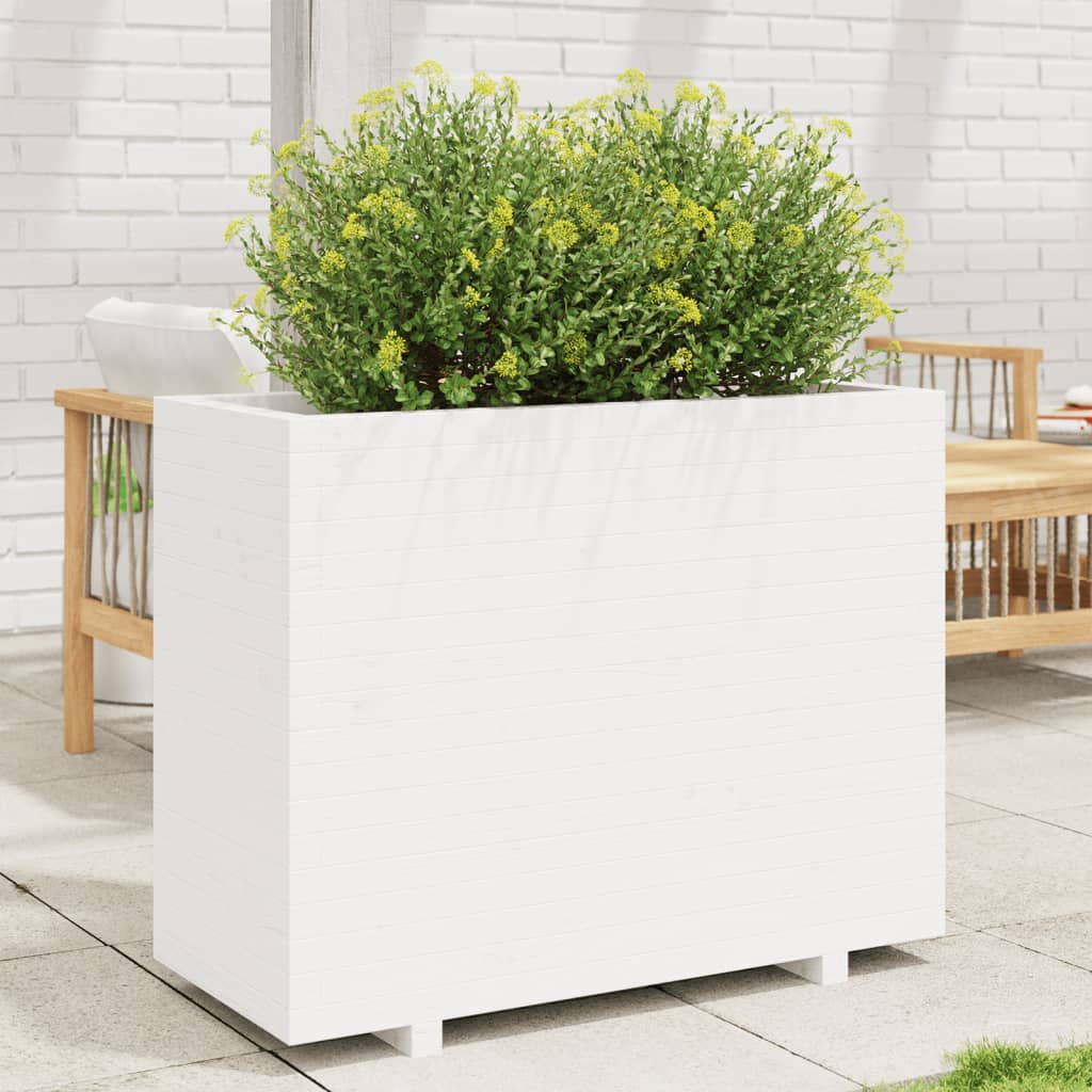 vidaXL Vaso/floreira de jardim 90x40x72,5 cm pinho maciço branco