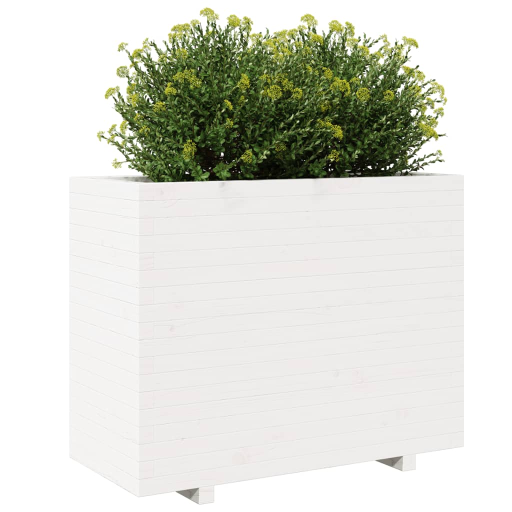 vidaXL Vaso/floreira de jardim 90x40x72,5 cm pinho maciço branco