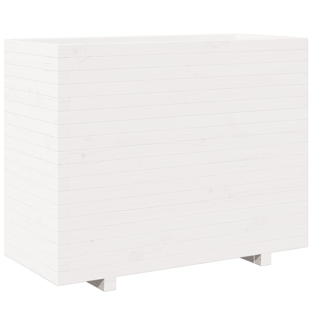 vidaXL Vaso/floreira de jardim 90x40x72,5 cm pinho maciço branco