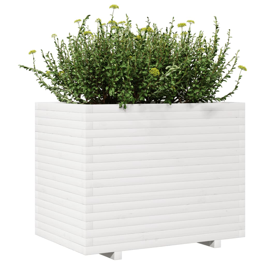 vidaXL Vaso/floreira de jardim 90x60x72 cm pinho maciço branco