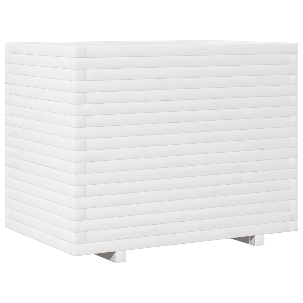 vidaXL Vaso/floreira de jardim 90x60x72 cm pinho maciço branco