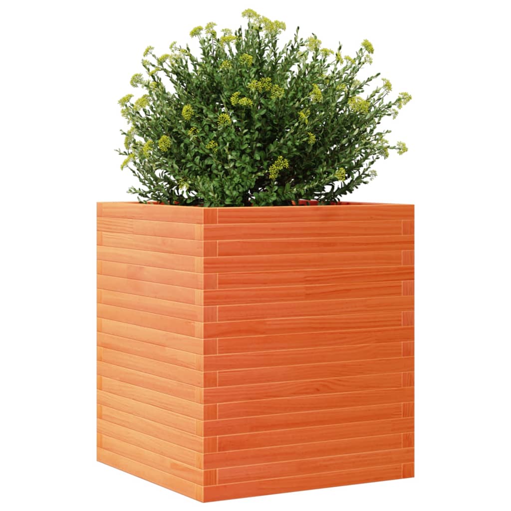 vidaXL Vaso/floreira de jardim 60x60x68,5 cm pinho maciço castanho mel