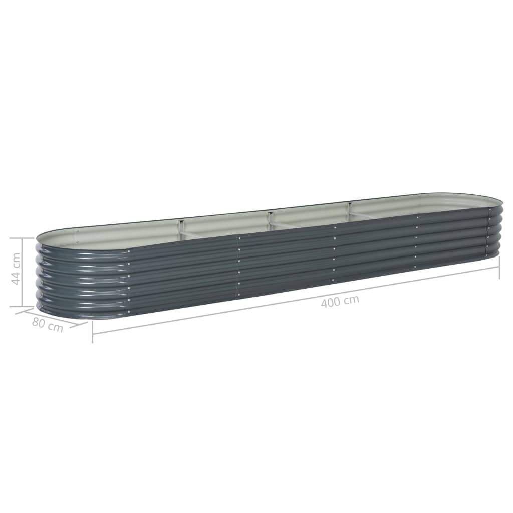 vidaXL Canteiro elevado de jardim aço galvanizado 400x80x44cm cinzento