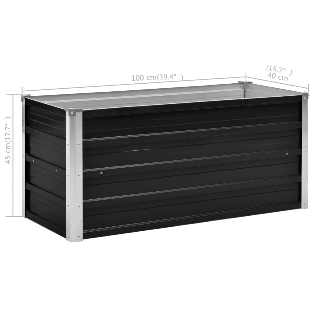 vidaXL Canteiro elevado jardim aço galvanizado 100x40x45 cm antracite