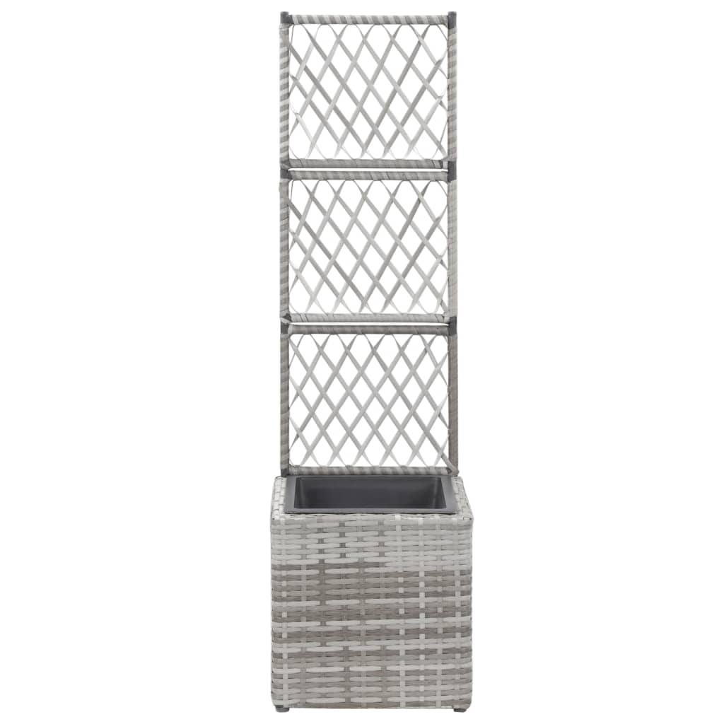 vidaXL Floreira com treliça e 1 vaso 30x30x107 cm vime PE cinzento