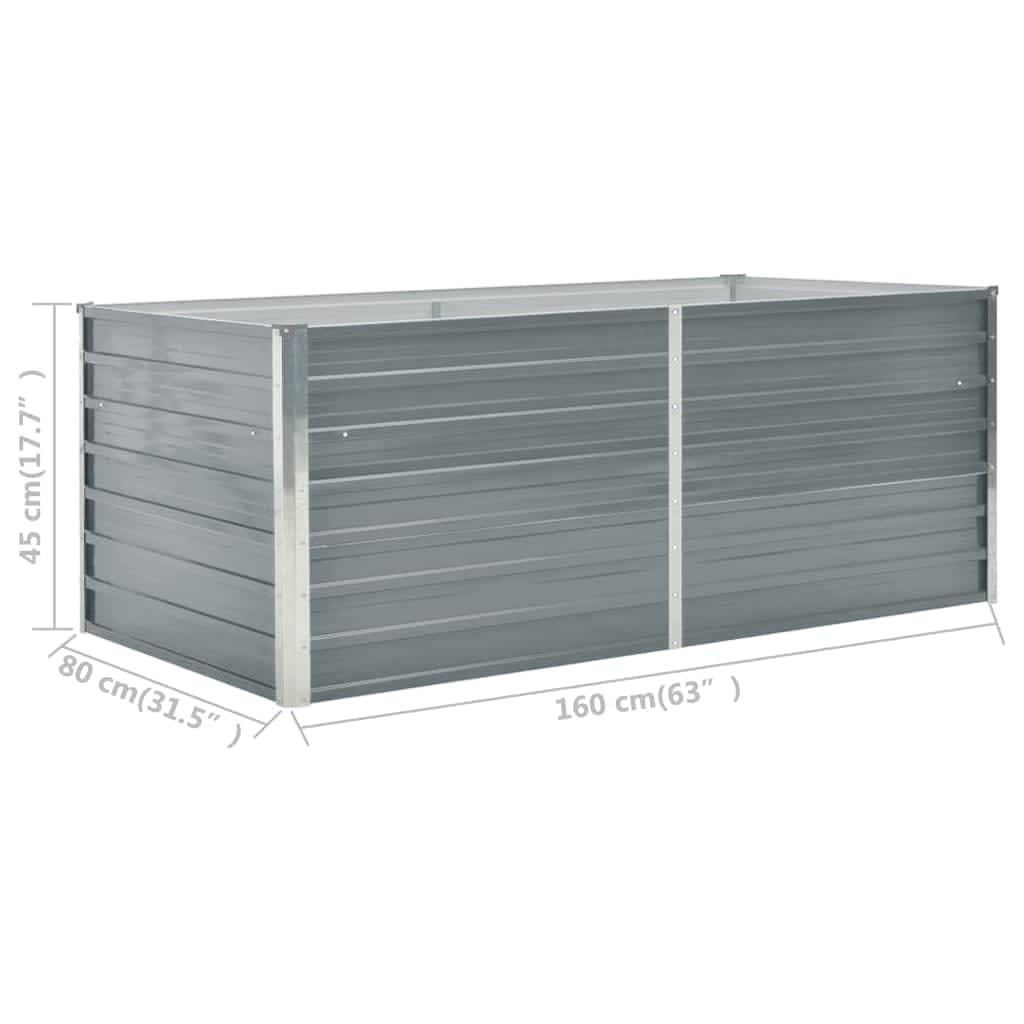 vidaXL Canteiro de jardim elevado 160x80x45cm aço galvanizado cinzento