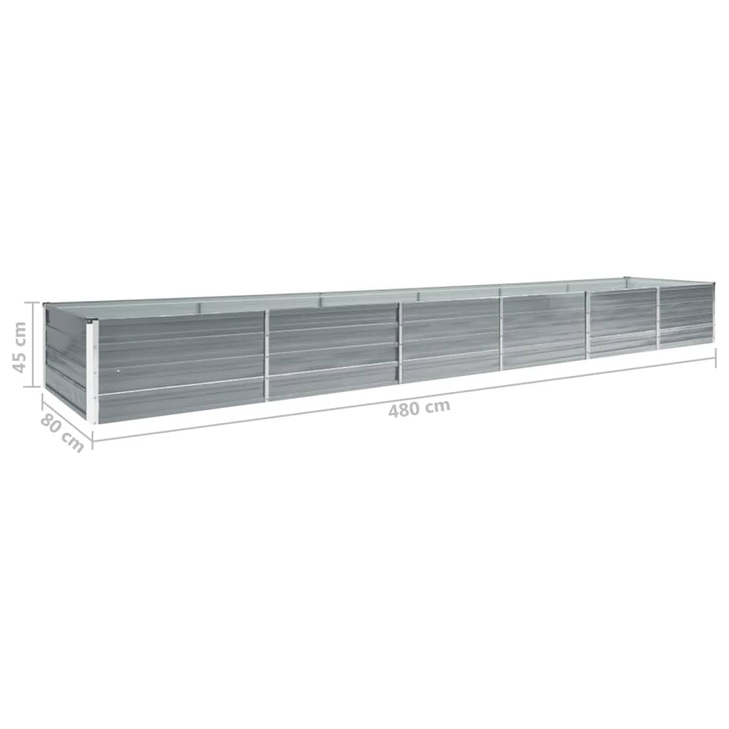 vidaXL Canteiro elevado de jardim aço galvanizado 480x80x45cm cinzento