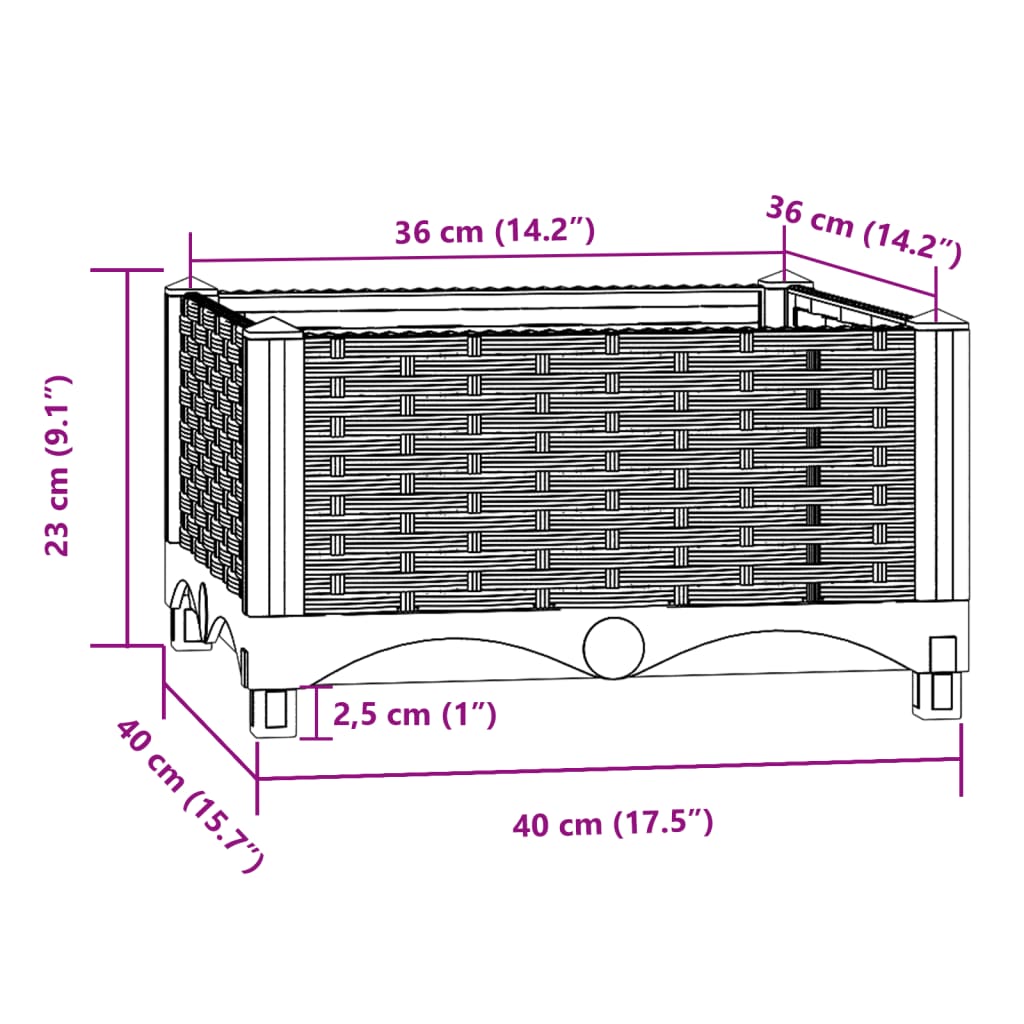 vidaXL Canteiro elevado 40x40x23 cm polipropileno