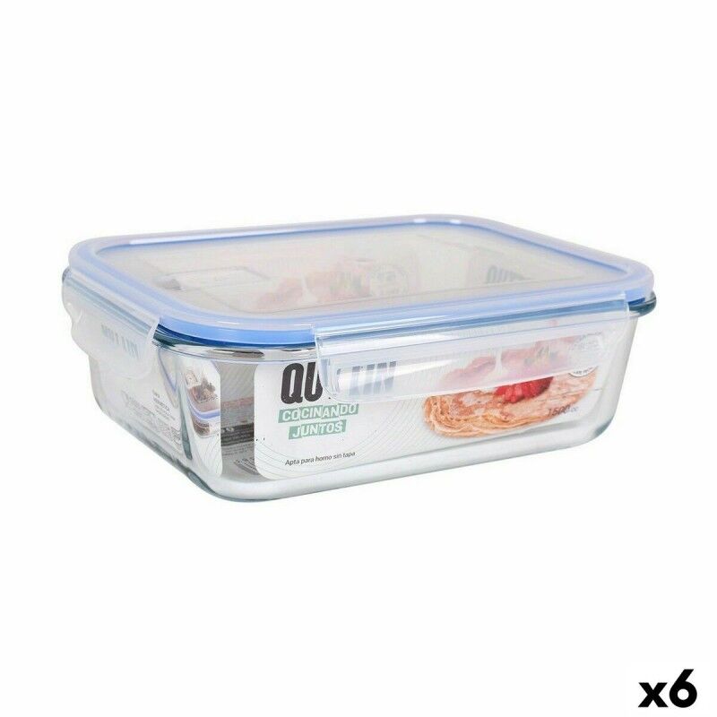 Quttin|Lancheira Hermética Quttin Retangular 1,5 L 23 x 17,5 x 7,6 cm (6 Unidades)