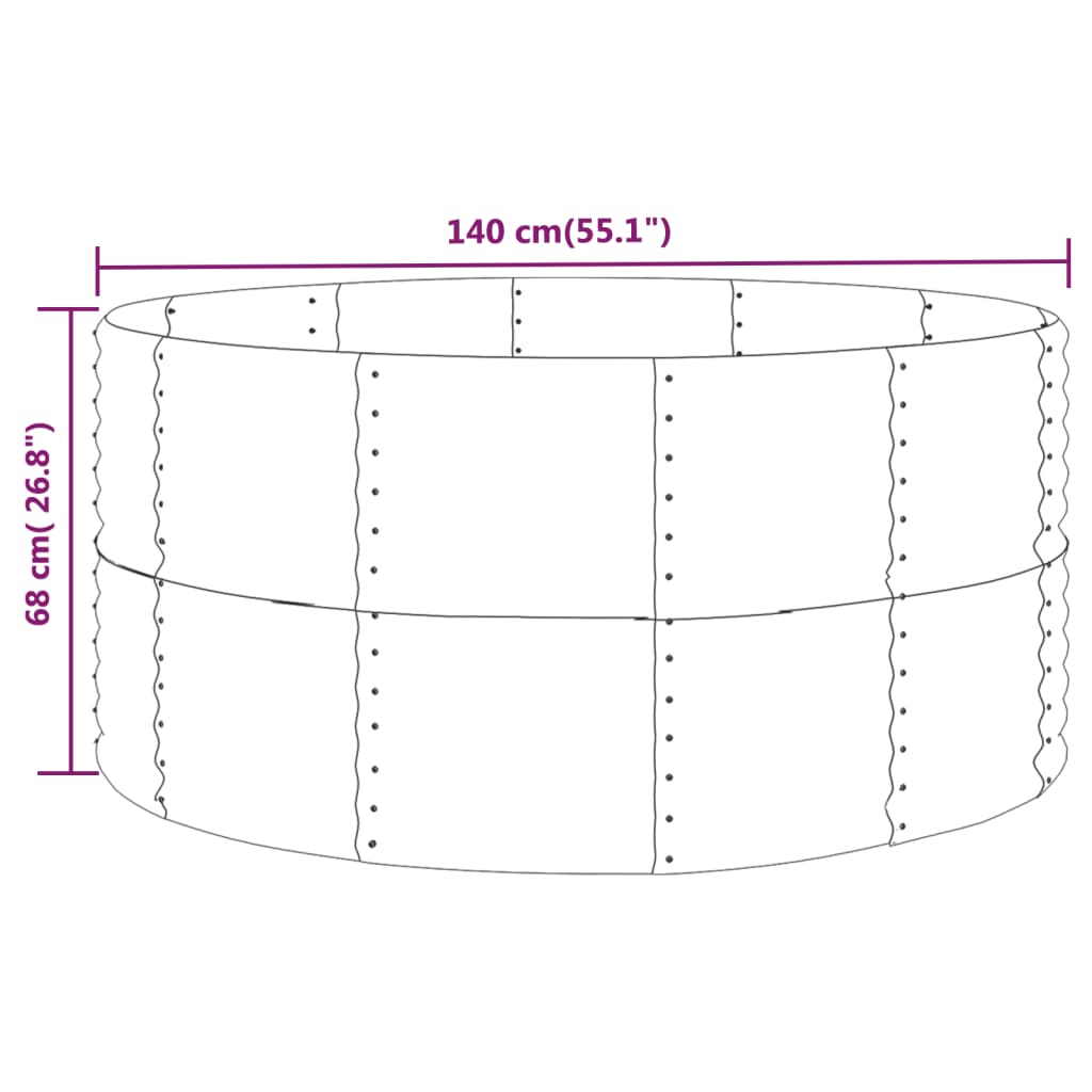 vidaXL Canteiro elevado jardim 140x140x68 aço revestido a pó castanho